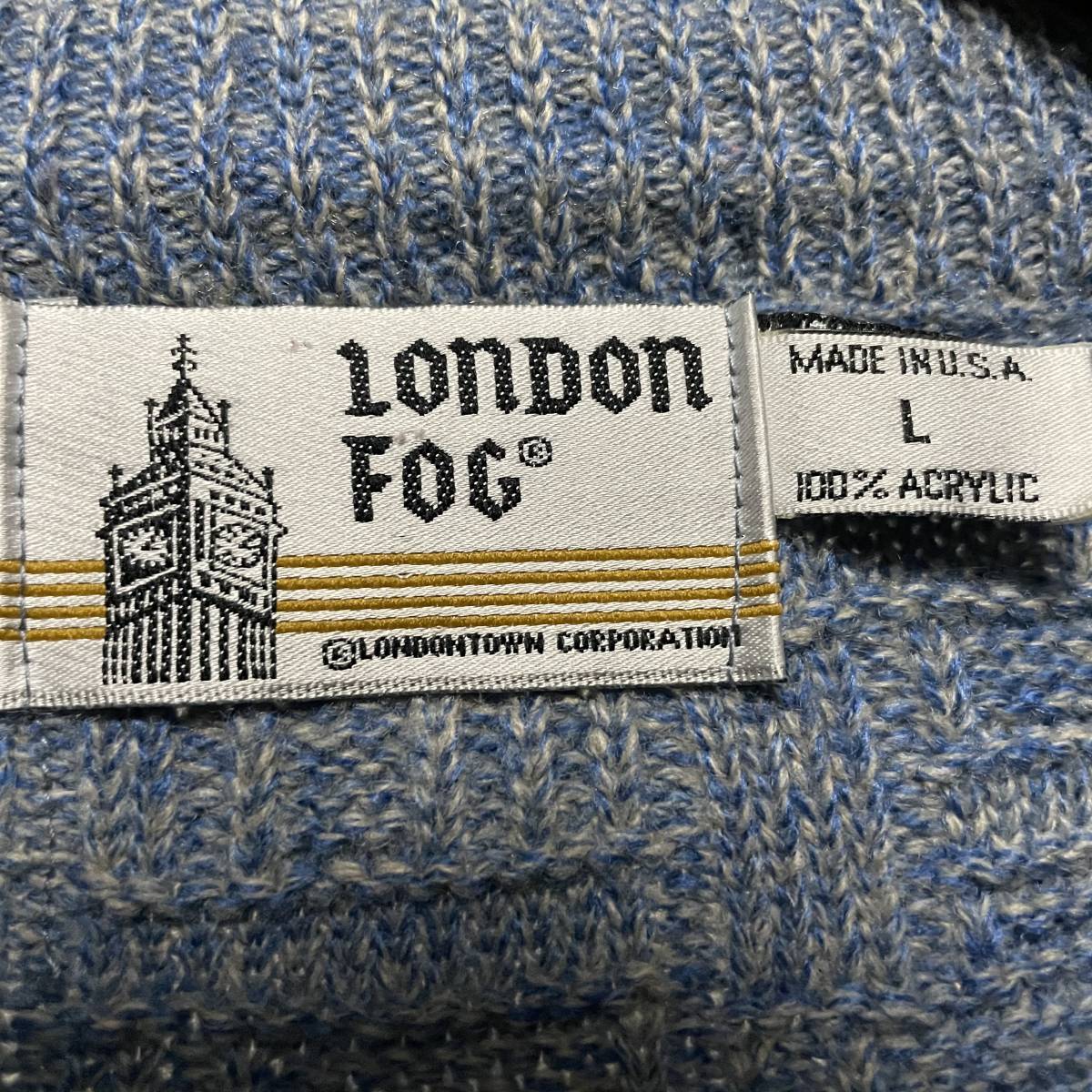 LONDON FOG 80s USA Made Acrylic Knit V-Neck Cardigan, Size 2XL