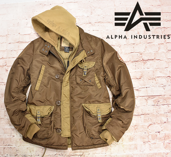  アルファインダストリーズ ALPHA INDUSTRIES フライトジャケット サイズM ブラウン フード取り外し可能(Mサイズ)｜売買されたオークション情報、yahooの商品情報をアーカイブ公開 - オークファン 男性用