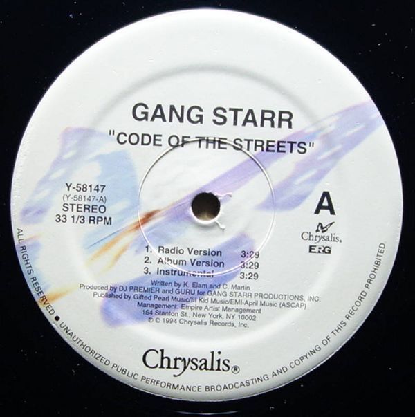 Gang Starr - Code The Streets Of Street – ⁄ of the GANG STARR