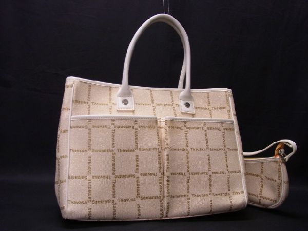 1円 □美品□Samantha Thavasa サマンサタバサ キャンバス×レザー ミニ 