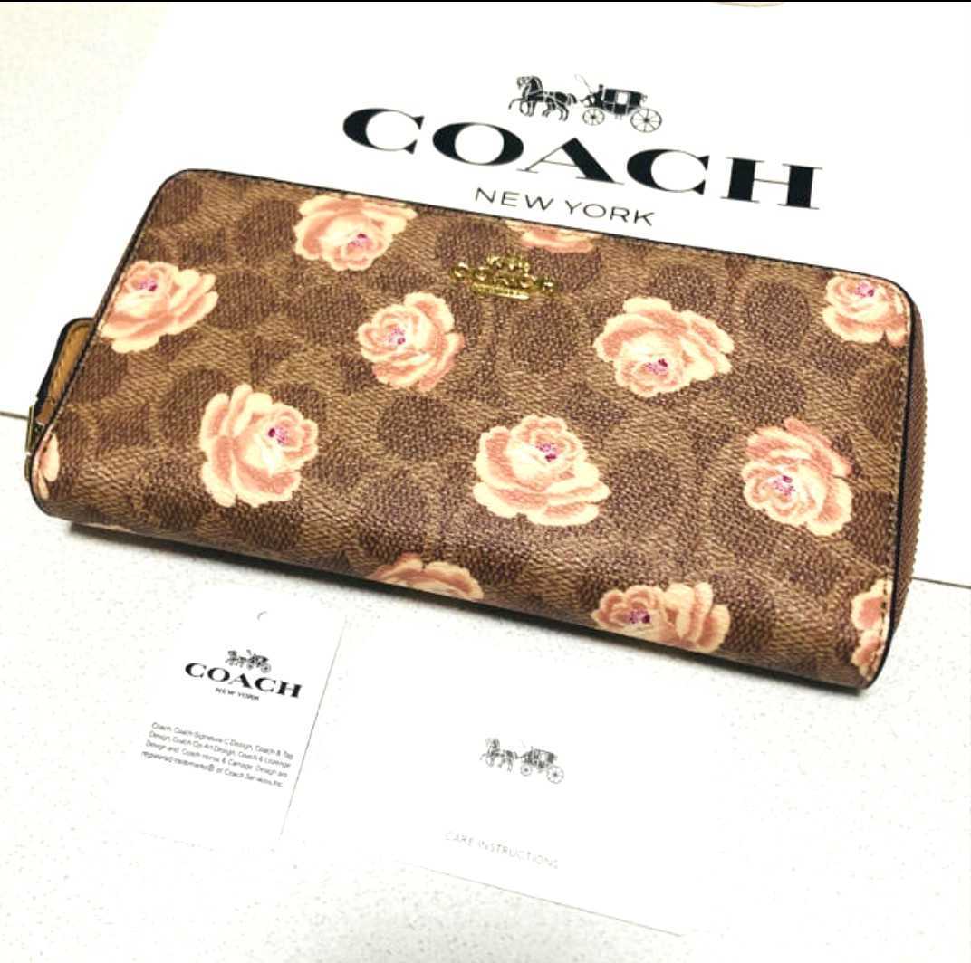 【赤字超特価，新品】 1円スタート - コーチ COACH シグネチャー ローズ ブラウン 花柄 長財布(女性用財布)｜売買されたオークション情報、yahooの商品情報をアーカイブ公開 - オークファン 服飾小物