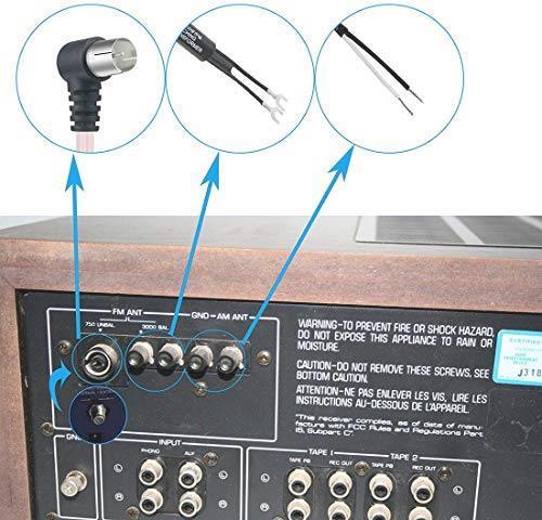 FMアンテナ AMアンテナ 室内用 ラジオアンテナ 高感度 wuernine 整合器 PALオスメス 3.5mm 変換プラグ付き ミニコンポ_4