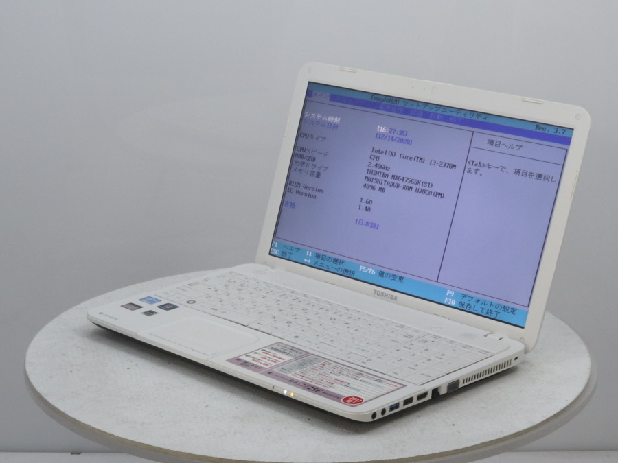 東芝　dynabook B452/25F (PB45225FSTW) TOSHIBA PB45225FSTW dynabook B452/25F Core i3-2370M 2.40GHz 4 GB