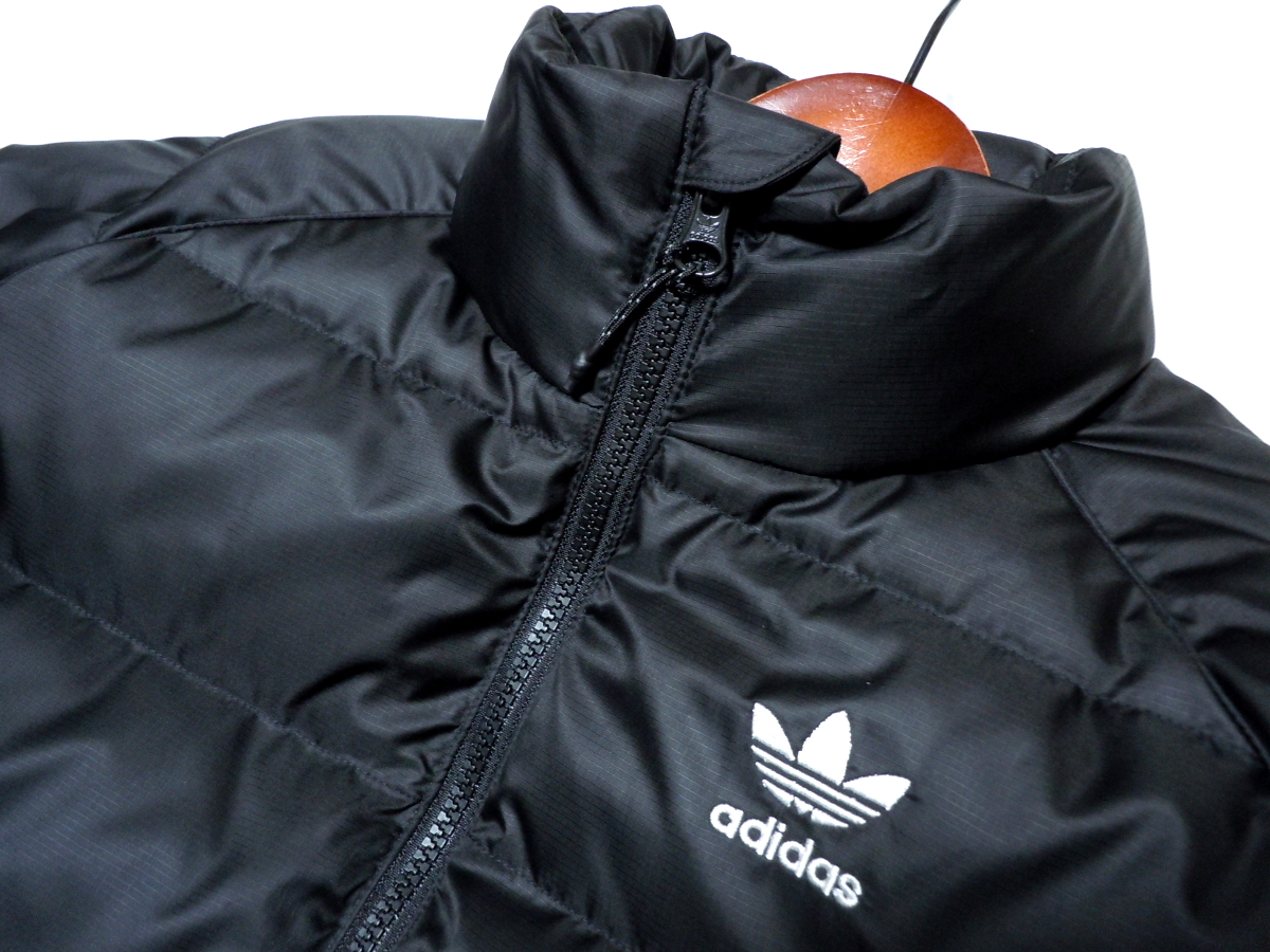 adidasオリジナルス ダウンジャケット XL ブラック 刺繍ロゴ アディダス 新品 アディダス オリジナルス 定価24,200円 トレフォイル刺繍 ダウン