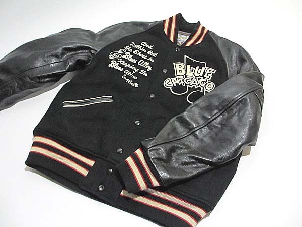 ☆1円～ WHITESVILLE ホワイツビル BLUE CHICAGO 袖革 スタジャン 