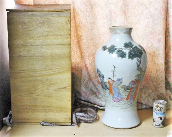 花瓶 絵 骨董品 中国骨董品 改□ ね-982 中国・韓国 時代物 花瓶 大清乾隆年製 オブジェ 花入れ
