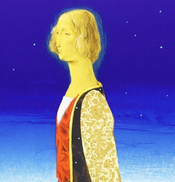真作】【WISH】吉岡正人「鳥の声が聞こえる」シルクスクリーン 1999年