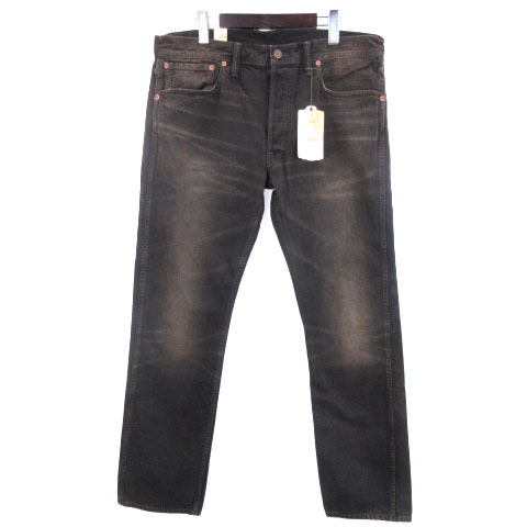 未使用品 ダブルアールエル RRL デニム パンツ USED加工 ダメージ ジーンズ W36 L32 ブラウン系 メンズ