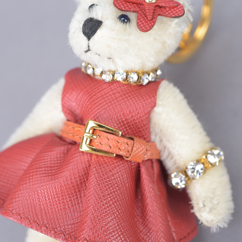 1円 PRADA プラダ テディベア くま モチーフ キーホルダー キーリング