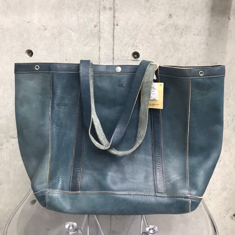完売 RRL DOUBLE RL RalphLauren インディゴ 藍染 新品 レザー トート 