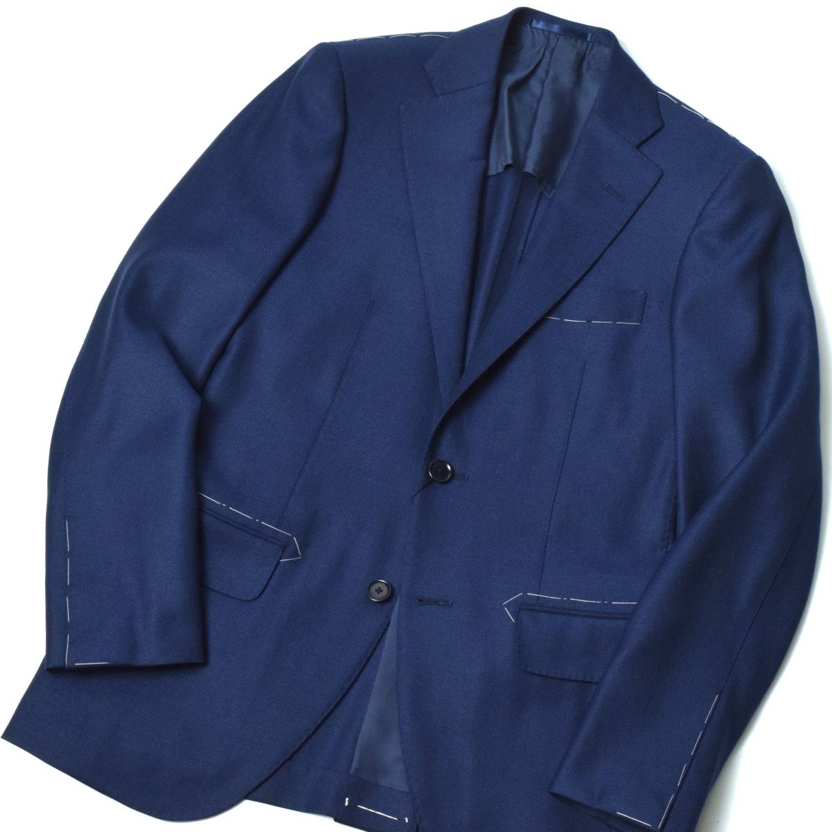 新品 TOMORROWLAND トゥモローランド Ermenegildo Zegna ゼニア ホップサック生地 背抜き ジャケット 42 (XS) ダークブルー 春夏