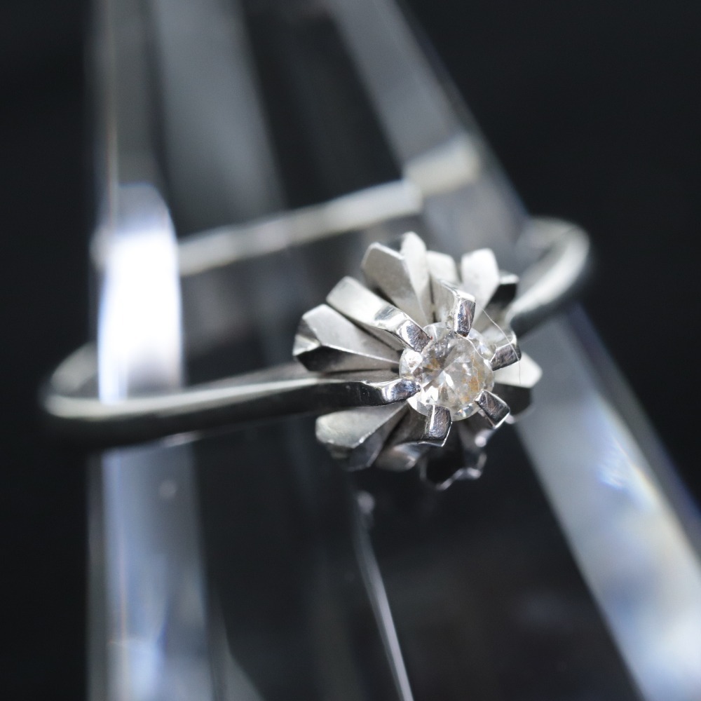 リング 14号 ダイヤ 0.45ct K18 WG ホワイトゴールド 750 指輪