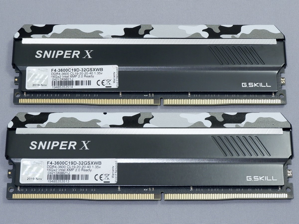 G.Skill DDR4-3600 CL19 16GB×2 計32GB F4-3600C19D-32GSXWB XMP A1 - DDR4