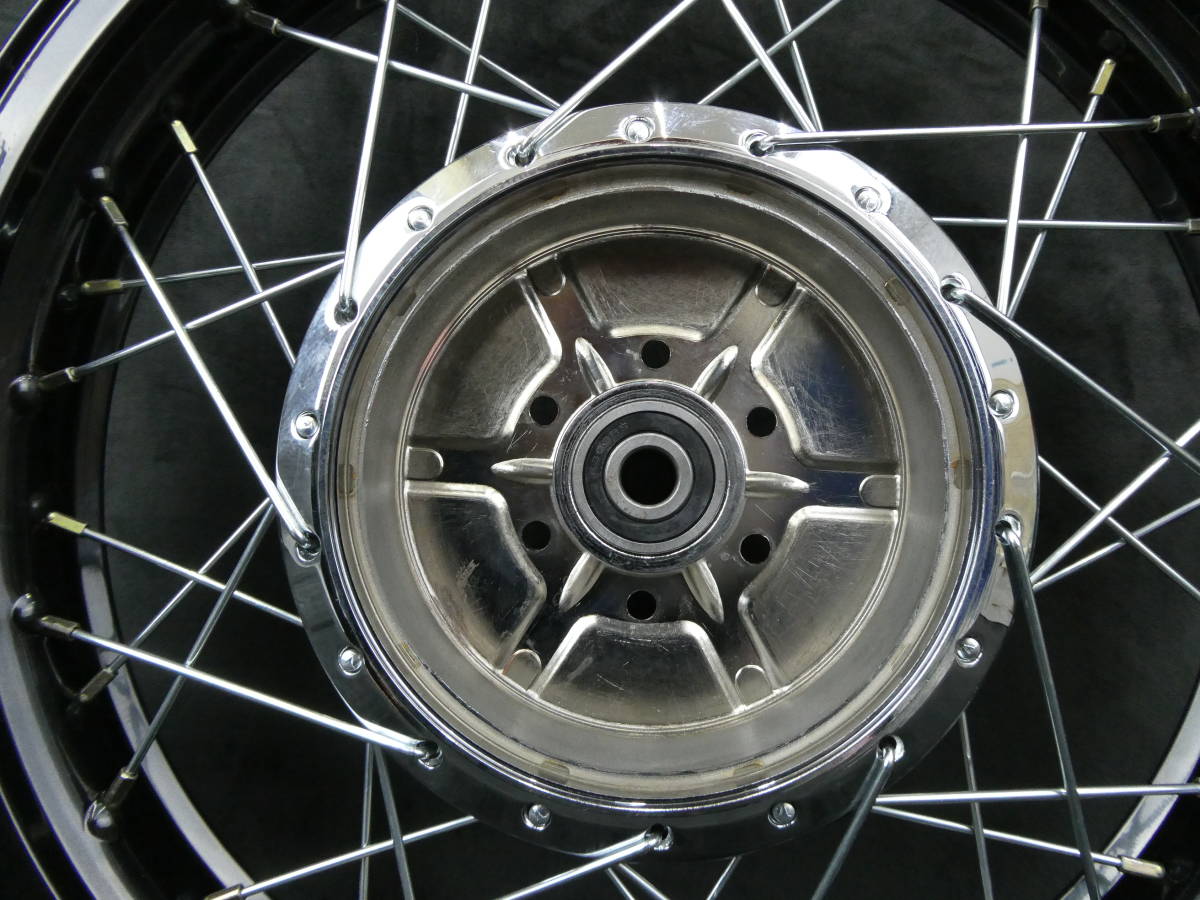 GS400 スポーク ホイール Hリム 黒 前後セット ワイド/ メッキF2.15J 