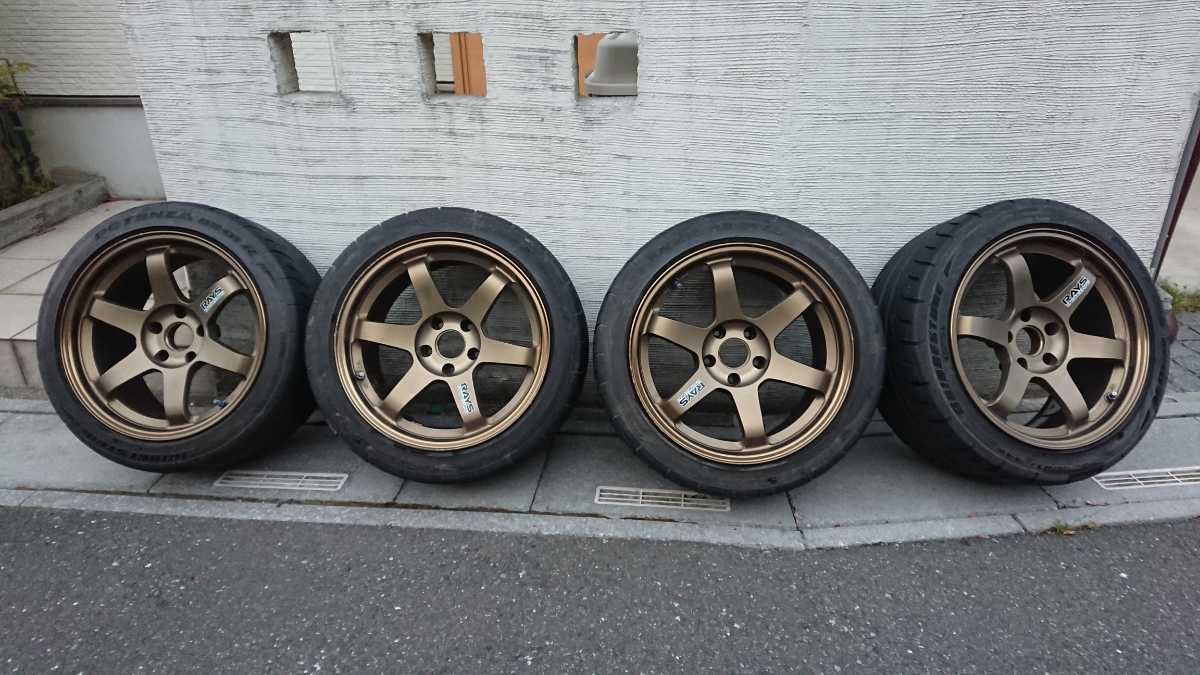 軽量鍛造 RAYS レイズ TE37 9 5J ＋12 17インチ 5穴 4本タイヤ付 