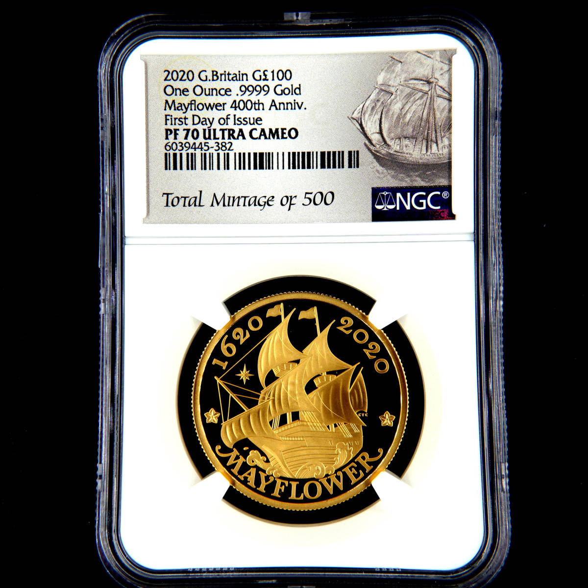 イギリス 2020年 メイフラワー 400周年 英国 100ポンド 金貨 NGC PF70 