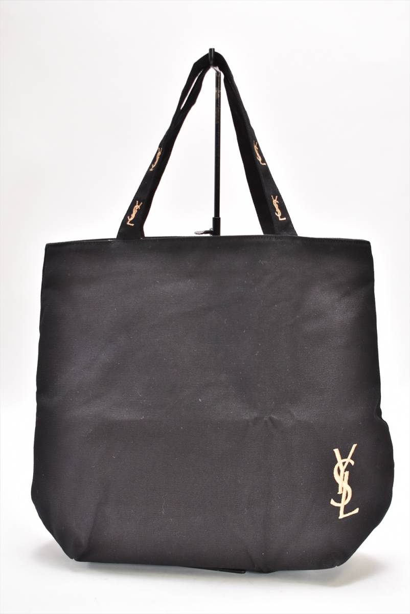 イヴサンローラン Yves Saint Laurent エコバッグ ブラック ロゴ キャンバス 未使用 2012LT027