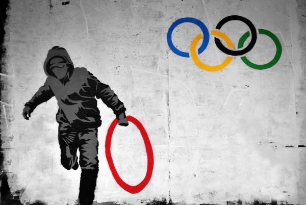 Banksy | Art Canvas Print Olympic Large Framed Ring Thief of The