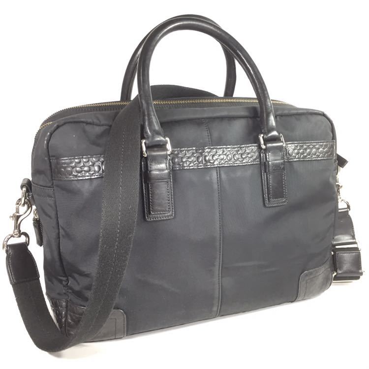 コーチ】本物 COACH ビジネスバッグ ミニシグネチャー柄 2way 斜め掛け 