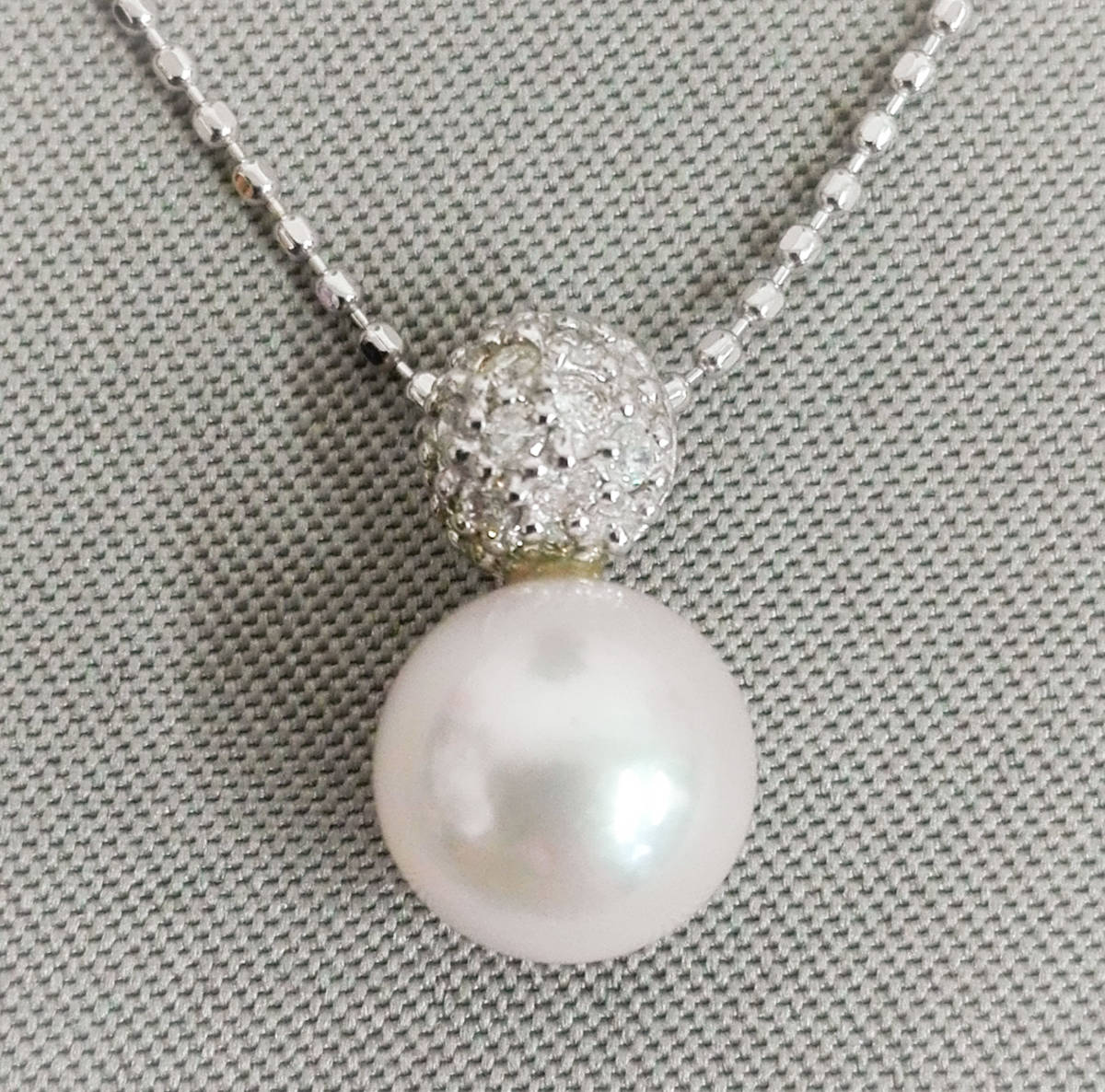 ダイヤ付ネックレスK18WG D0.08ct 1.9g 40cm ネックレス ダイヤ 