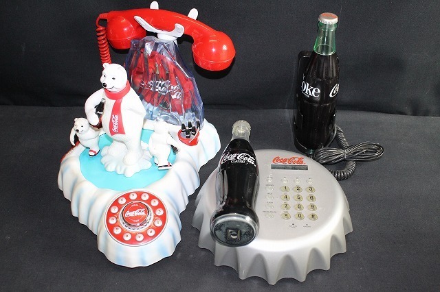 12dCO03438F】☆レア☆Coca-Cola コカ・コーラ☆電話機 子機 3台まとめ