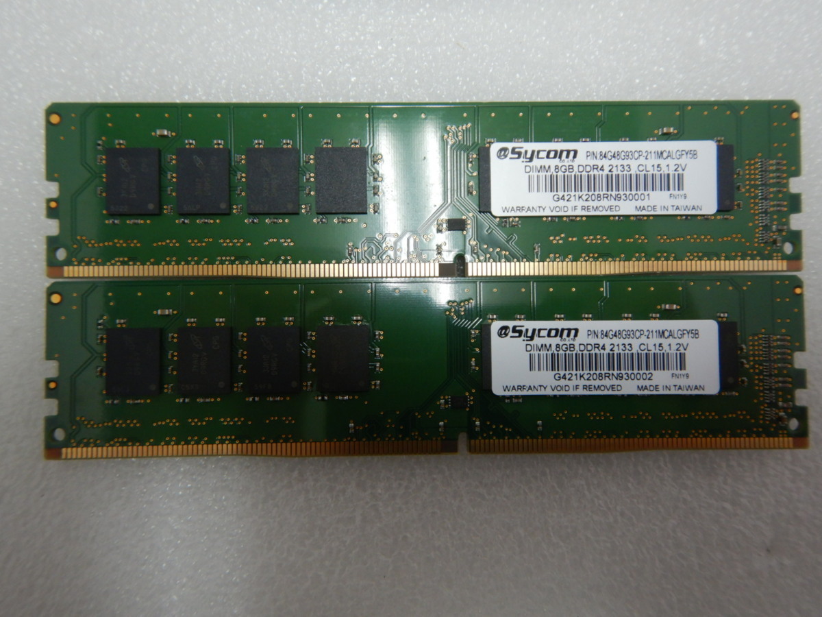 【サイコム】 Sycom 8GB DDR4-2133 x2枚 (計16GB) @Used@ u0331D