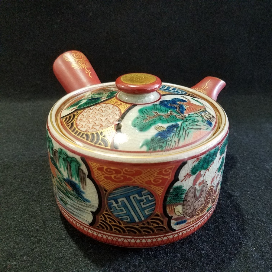 ◇ 九谷焼 九谷庄三 煎茶器 急須＆湯呑5客まとめて 赤絵 色絵