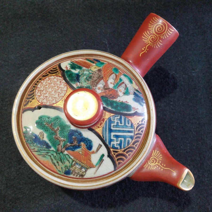 ◇ 九谷焼 九谷庄三 煎茶器 急須＆湯呑5客まとめて 赤絵 色絵