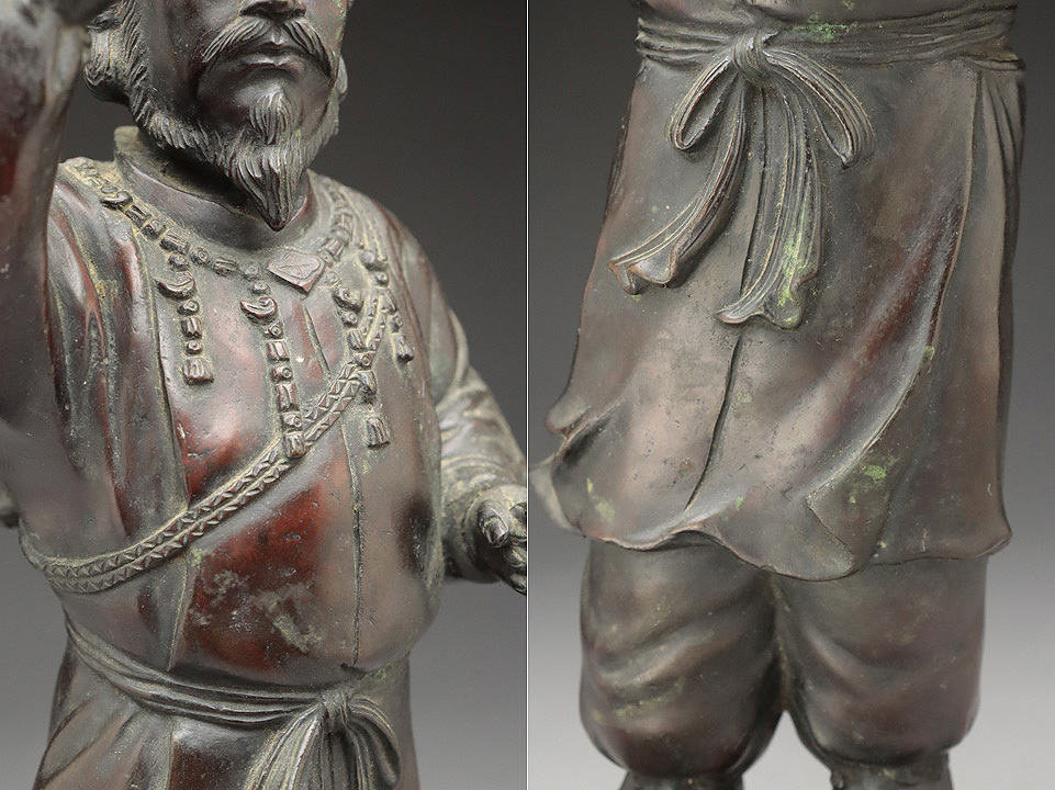 CU296 時代物 金工師 在銘 ブロンズ彫塑「神武天皇御尊像」高34cm 重