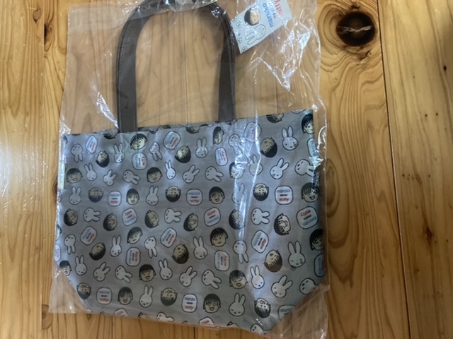 新品即決送料無料まる子ちゃんmiffyミッフィーコラボジャガードトートバッググレー