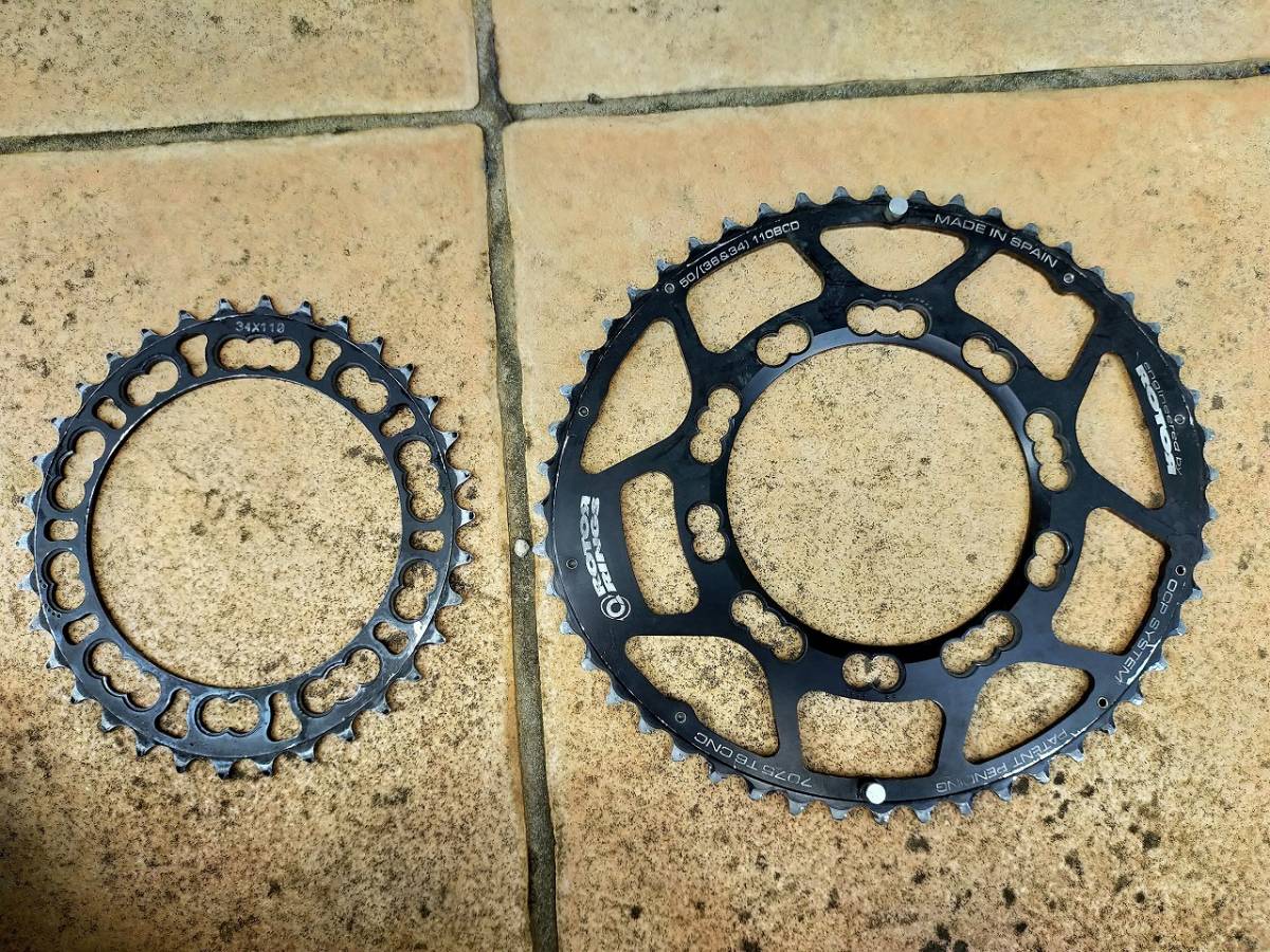 品質保証，爆買い ローター 楕円チェーンリング PCD110 50/34 5アーム ROTOR キューリング QRINGS チェーンリング アウターインナーセット 110 50/34(チェーンリング)｜売買されたオークション情報、yahooの商品情報をア チェーンリング