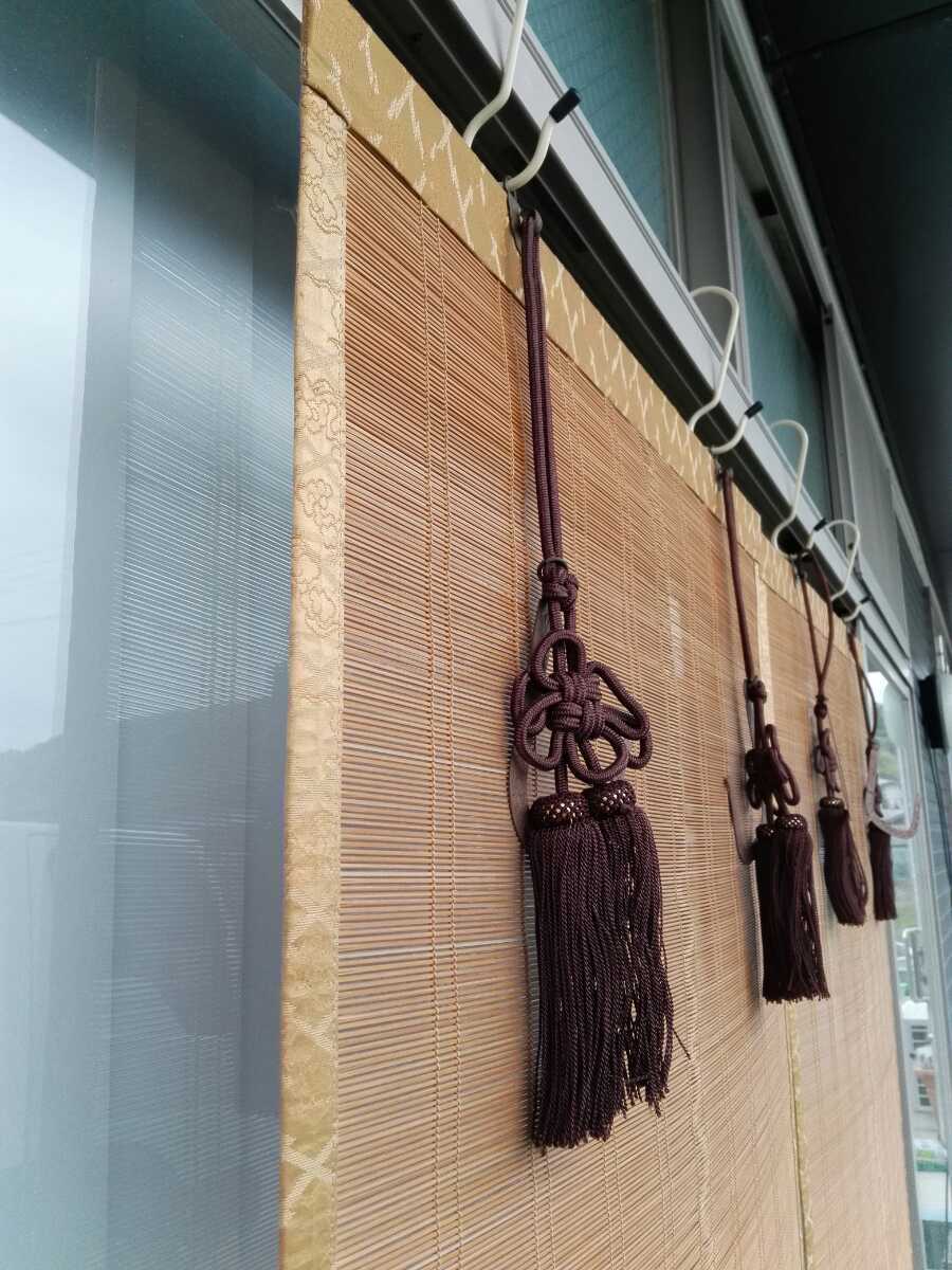 すだれ 御簾 箱なし 茶道具 古物品 豊富な，お買い得 お座敷すだれ 簾 房 金具付 約71㎝×約170㎝