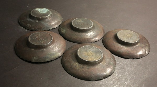 工芸品 長真 孝茂 作 古銅 象嵌 煎茶道具 茶托 時代 五客 古美術 骨董 工芸品 長真 孝茂 作 古銅 象嵌 煎茶道具 茶托 時代 五客 古美術 骨董
