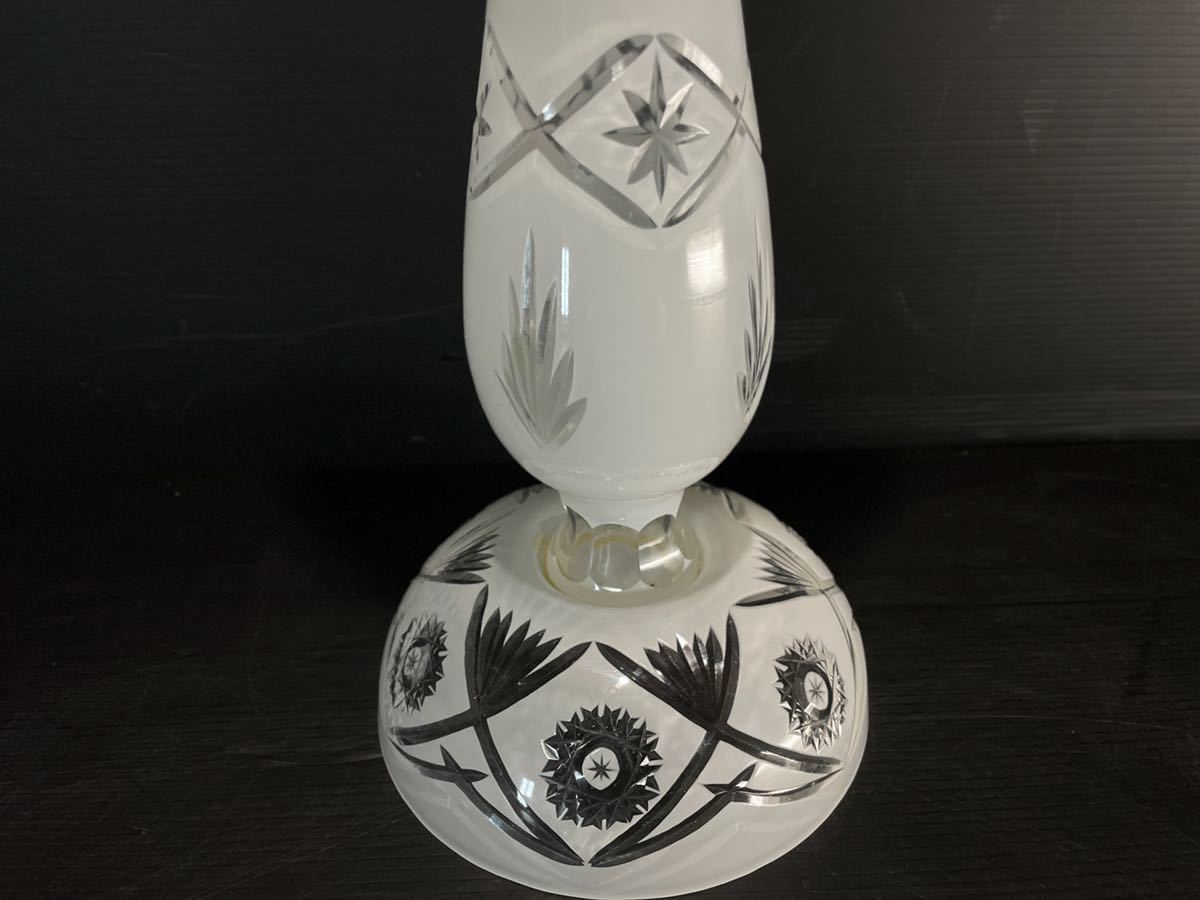 武明治～大正時代 赤色ガラス オイルランプ 切子 乳白 2025年最新 204