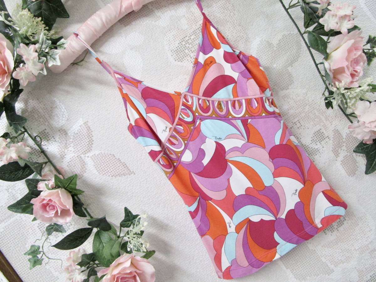 EMILIO PUCCI エミリオプッチ レーヨンキャミソール ☆美品☆EMILIO PUCCI エミリオプッチ キャミソール Sサイズ ピンク 紫