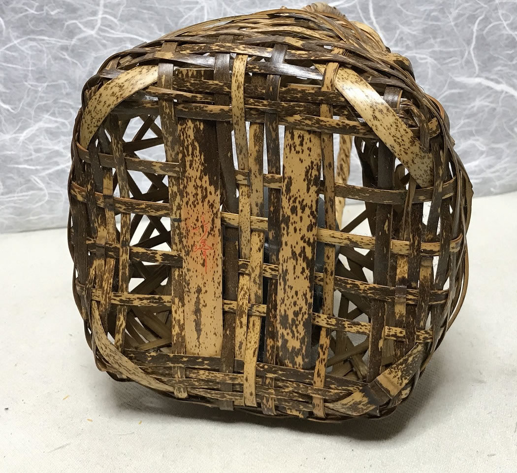 ◇古美術 宗全籠 在銘 竹峰 竹花入れ 竹籠花入れ 花籠 茶道具 【k604