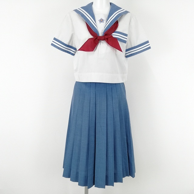 お買い得，大人気 1円 セーラー服 スカート スカーフ 上下3点セット 夏物 半袖 白2本線 女子 学生服 熊本天水中学 白 制服 ランクC EY5176(学生服)｜売買されたオークション情報、yahooの商品情報をアーカイブ公開 学生服