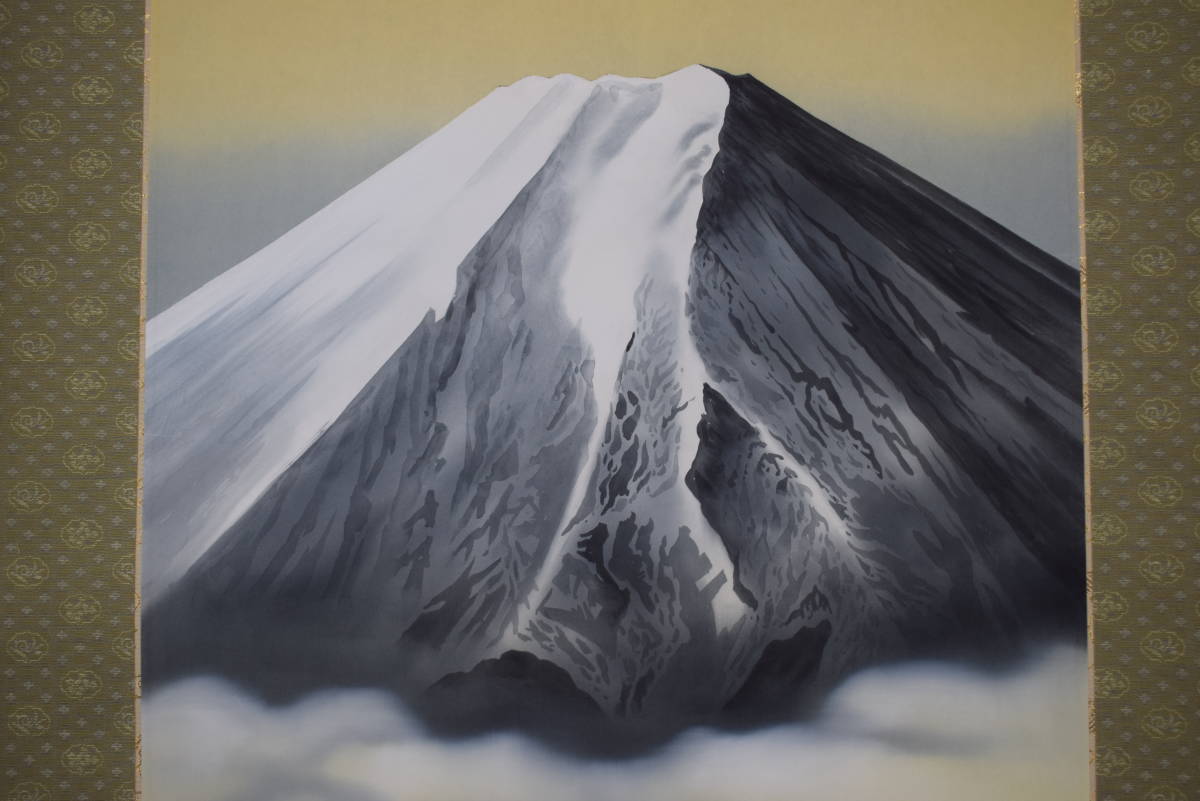 【真作】高橋翠月/霊峰飛鶴/富士山舞鶴/掛軸☆宝船☆X-608　J