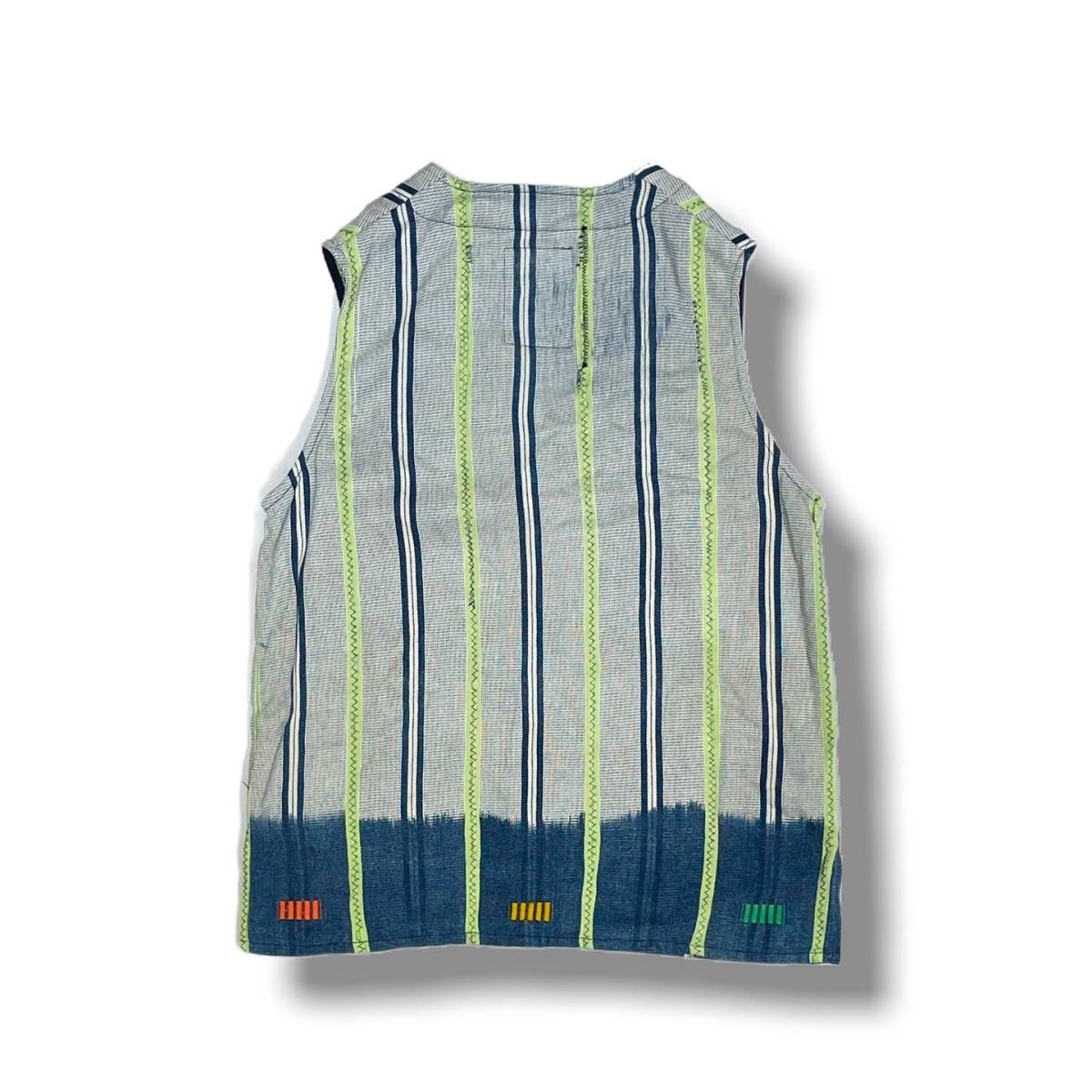MONITALY NATIVE VEST モニタリー ネイティブ ベスト 40 タグ付き MONITALY NATIVE VEST 絨毯再構築 AFRICAN INDIGO モニタリー