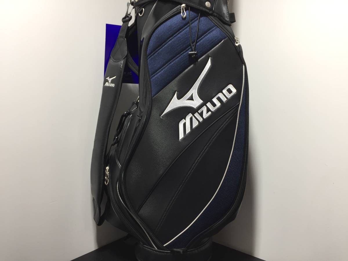 【送料込み】MIZUNO ミズノ　キャディバッグ　ゴルフバッグ　ブラック　メンズ ◇Mizuno ミズノ◇キャディバッグ ゴルフバッグ ブラック×ネイビー 9.5