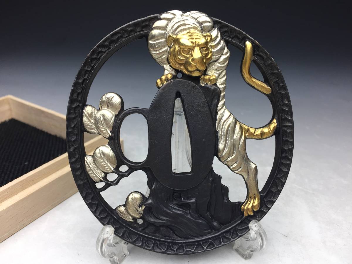 け*ん様 金着せ切羽 2枚組 刀装具 武具 日本刀 時代物 骨董 アンティーク 金巻・金着せ ハバキ3点まとめて】時代物刀装具 銅地 金巻・金着せ(一