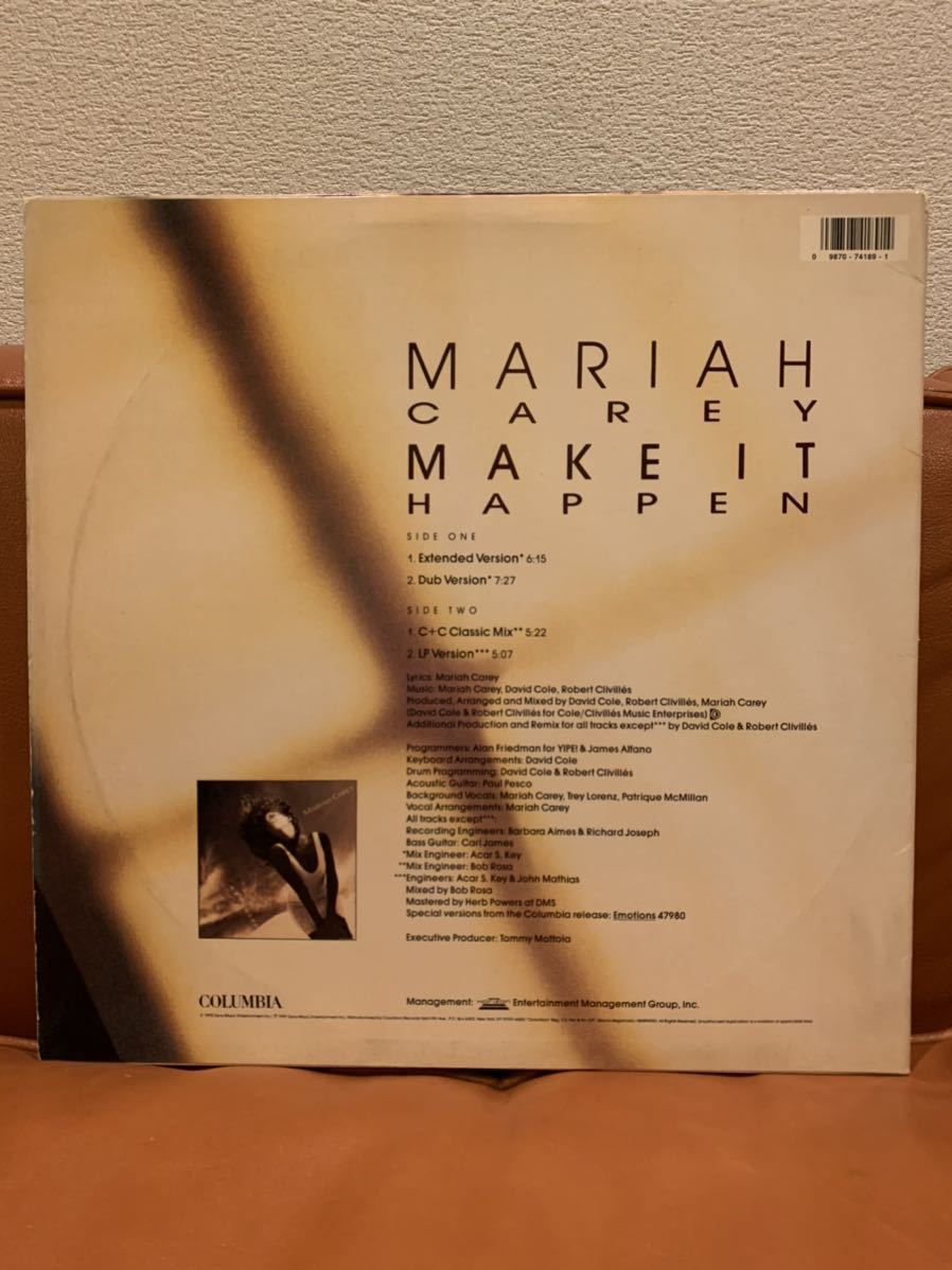 ★名曲！12inch★Mariah Carey / Make It Happen★ DUBがカッコいい！C&C Remix ★1991★US盤★House R&B David Morales マライヤキャリー_2
