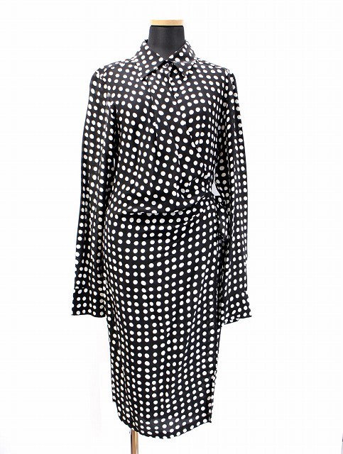 マックスマーラ MAX MARA イタリア製 白タグ ドット柄 ジョーゼット モノトーン カシュクール ラップ ドレス ワンピース 約9号(ワンピース)｜売買されたオークション情報、yahooの商品情報をア ワンピース