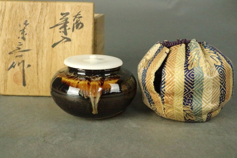 共箱 茶道具 茶入 大海茶入 仕覆付 桶谷定一 桶谷定一作 アンティーク