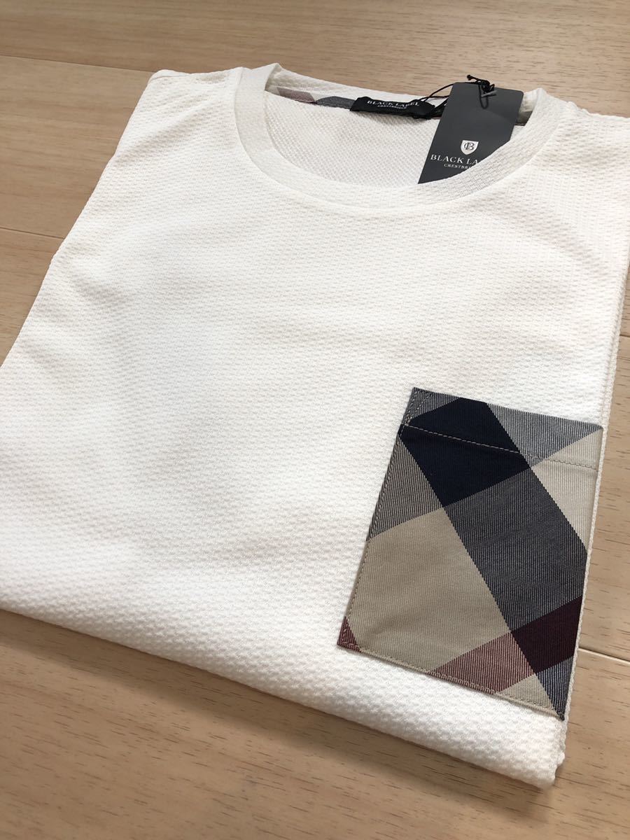 ラスト1着 Lサイズ ブラックレーベルクレストブリッジ 袖裏チェック ポケット 半袖Tシャツ ホワイト(トップス)｜売買されたオークション情報、yahooの商品情報をアーカイブ公開 - オークファ 男性用