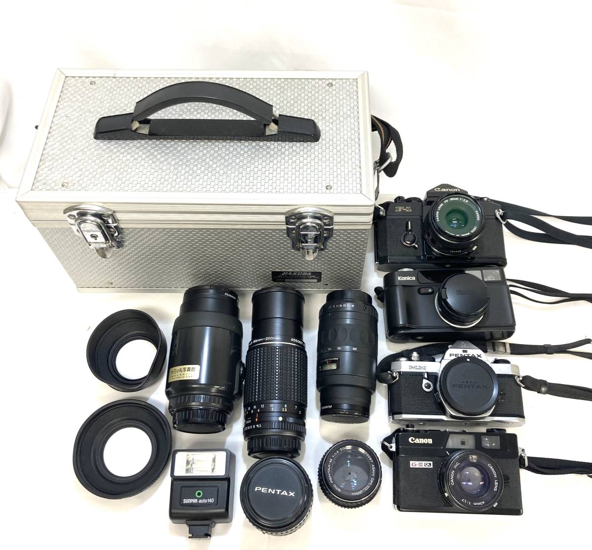 フィルムカメラ4点セット レンズ8点/ハードケース付き Konica HEXAR