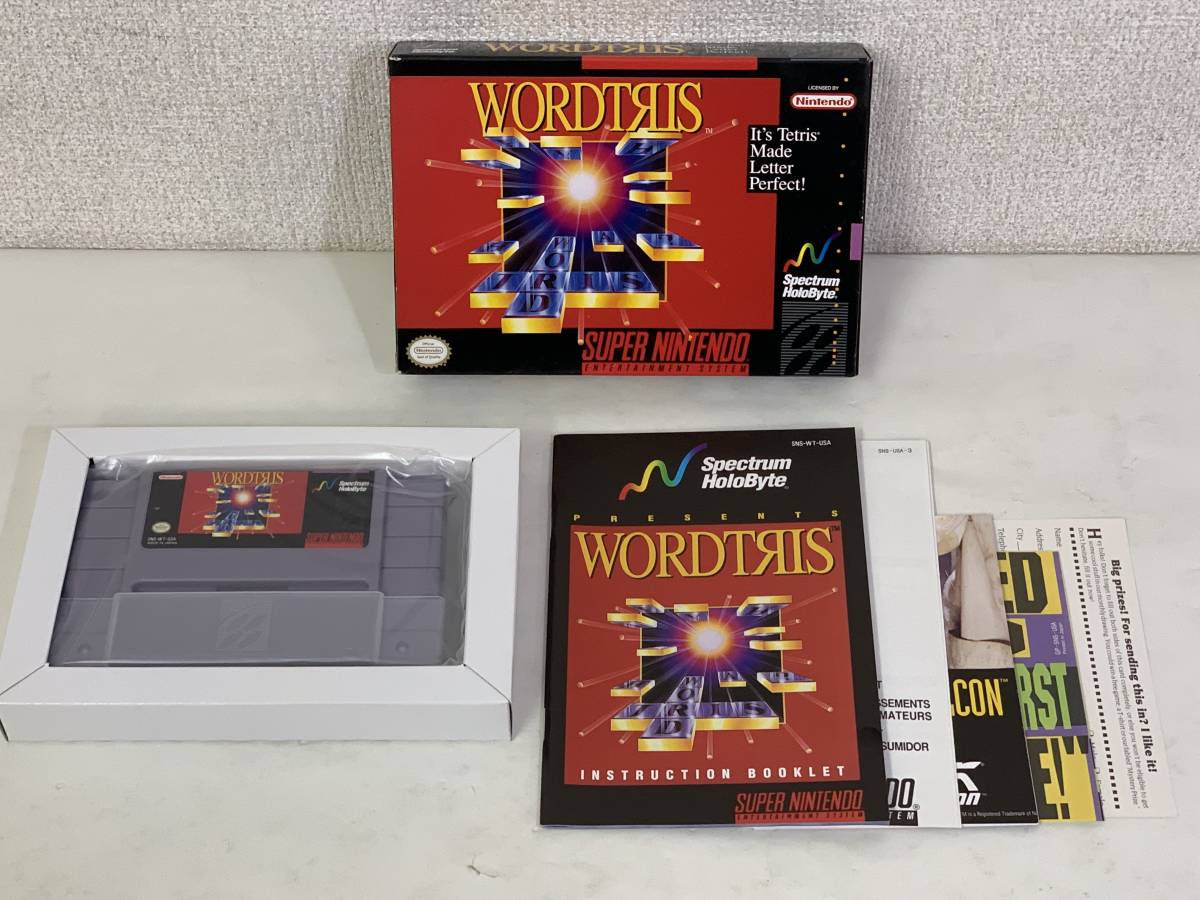★☆E077 SNES 海外版 スーパーファミコン ソフト WORDTRIS☆★ アメリカ版スーファミ”SNES” 海外版スーパーファミコンの中古品が箱付きで51万円、光線銃付きNESは -
