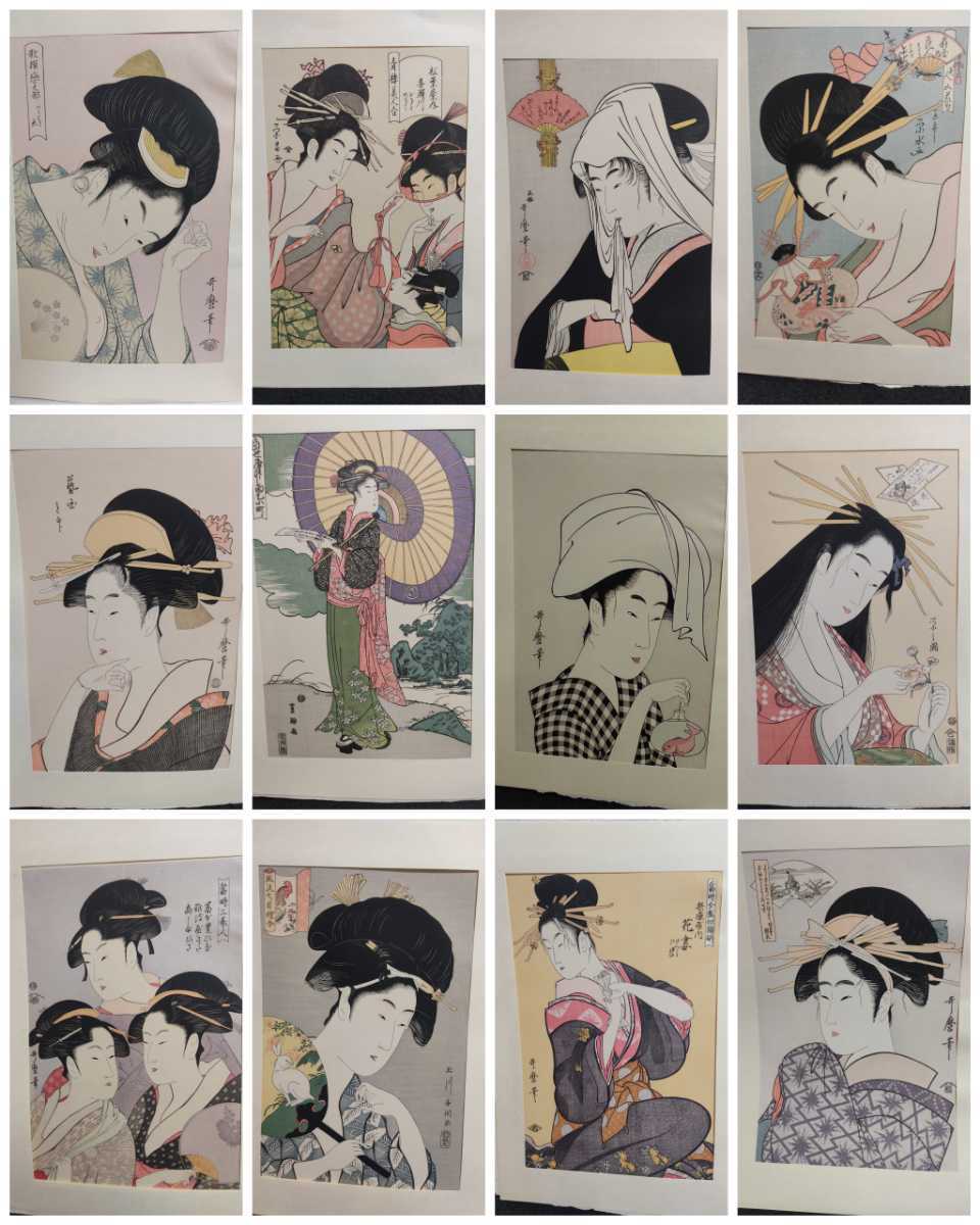 Yahoo!オークション 「手摺浮世絵木版画」美人画 (浮世絵、版画) の
