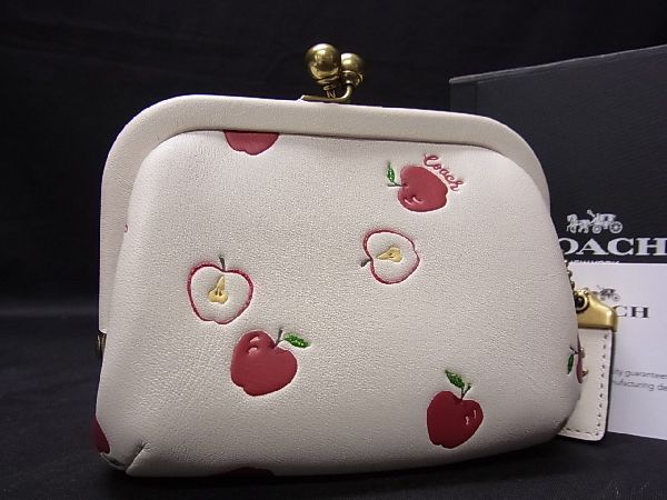 1円 □新品同様□ COACH コーチ 76608 レザー アップル G金具 がま口