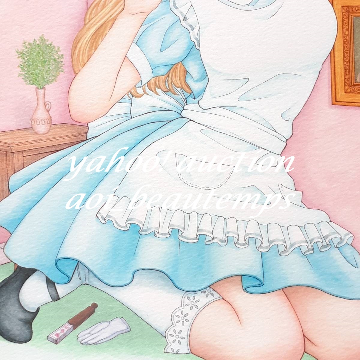 ◇手描きイラスト「不思議の国のアリス(白うさぎの家)」 オリジナル A5